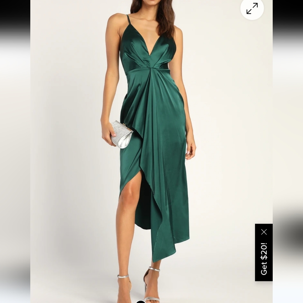 Lulu's Emerald Asymmetrical Dress